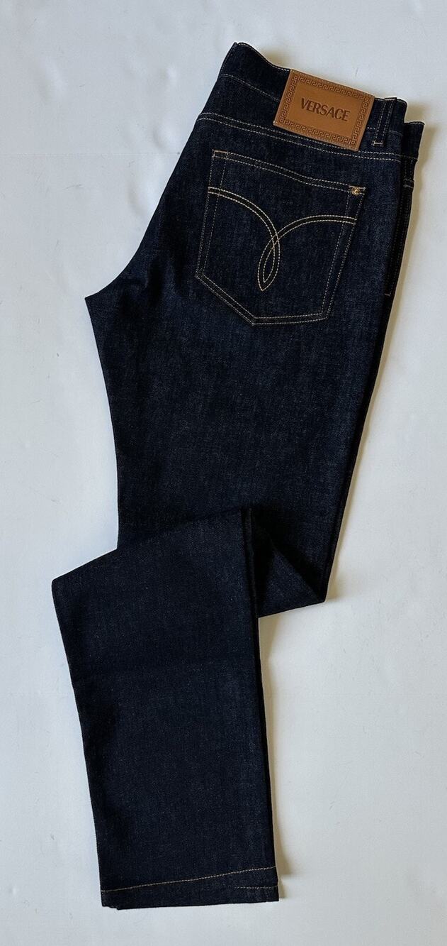 Versace Mens Eco Stretch Denim Dark Blue Taylor Fit Jeans 30 US 1011693 NWT $675